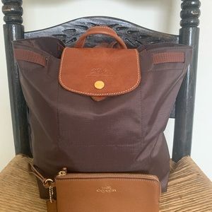 New without tags longchamp backpack and coach wristlet